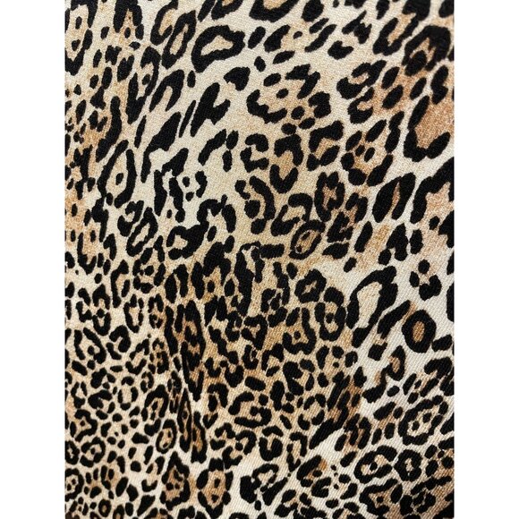 Chico's Cream Brown Black Leopard Pattern Slim Cropped Pant - Picture 3 of 5